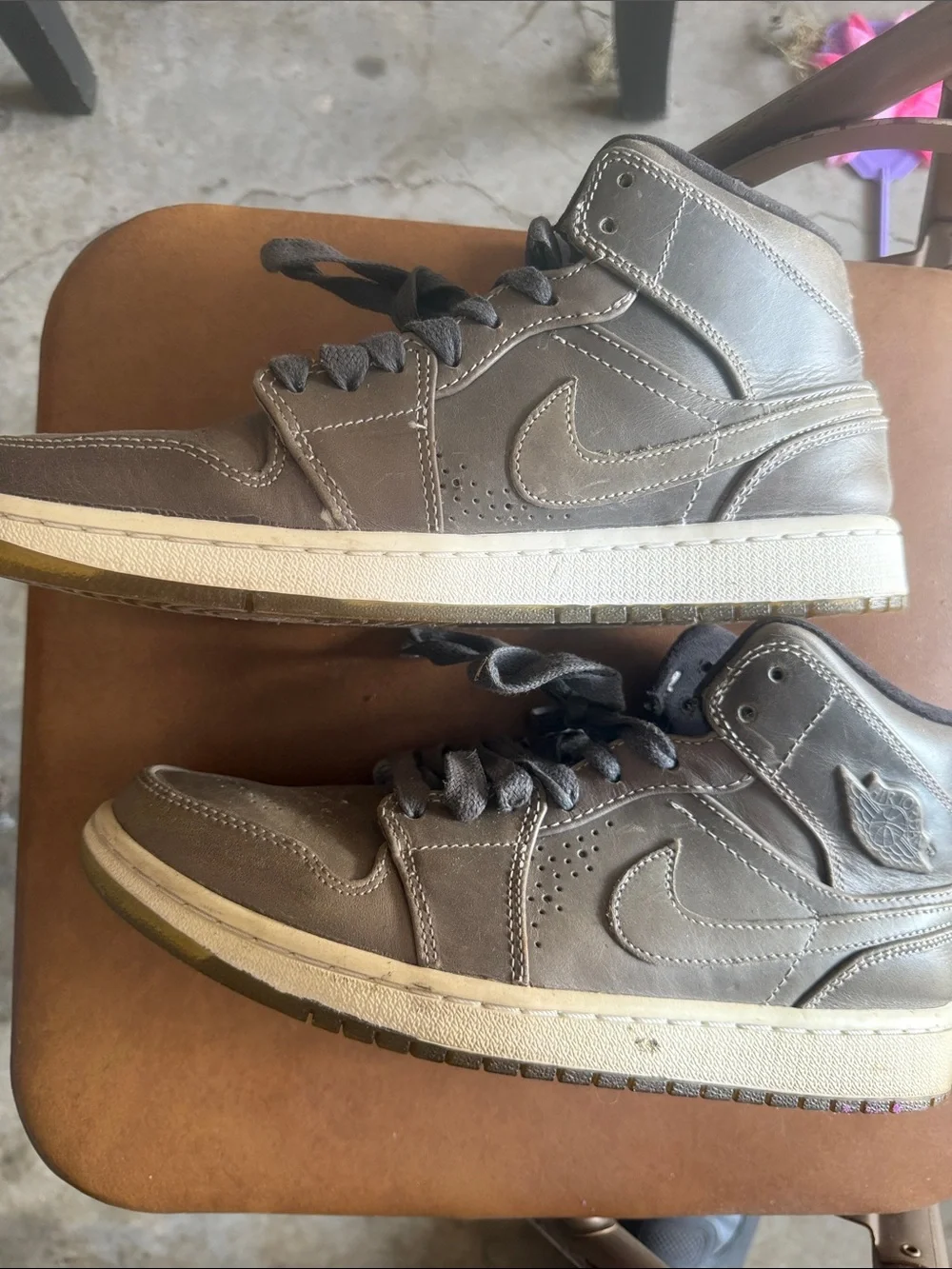 Jordan Men's Gray and Cream High-Top Athletic Sneakers